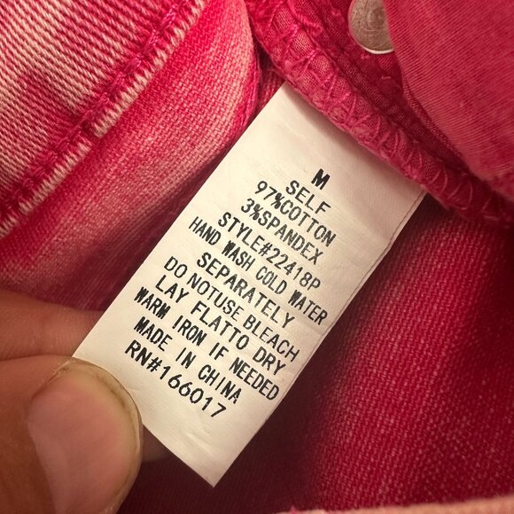 Blue b Collection Pink Denim Jeans Rhinestone Accents Distressed Knees & Flared - Picture 4 of 6